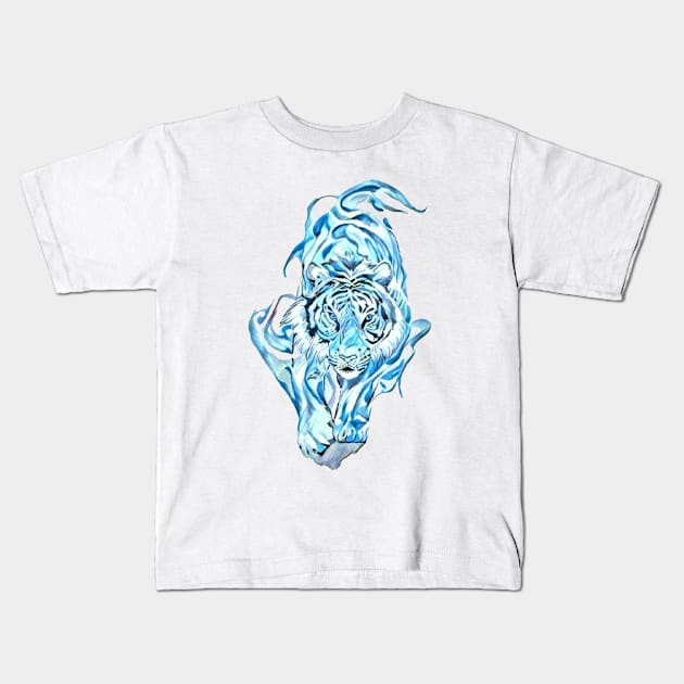 Blue tiger Kids T-Shirt by Shenron